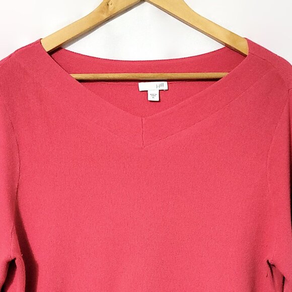 J Jill Womens V-Neck Tunic Sweater Size XL Pink Long Sleeve Lightweight Normcore - Picture 3 of 9